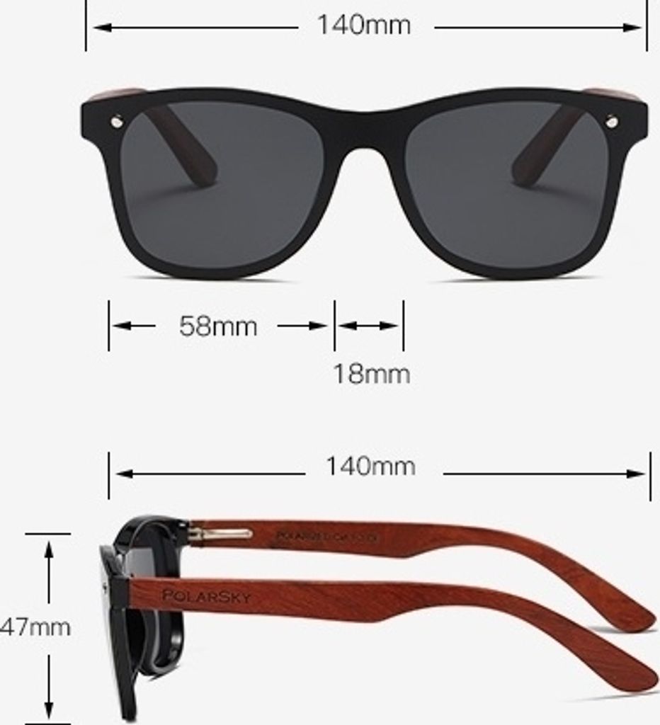 SONNENBRILLE MIT POLARISIERTEM UV400-HOLZ POLARSKY mit Satz Produktbild 4
