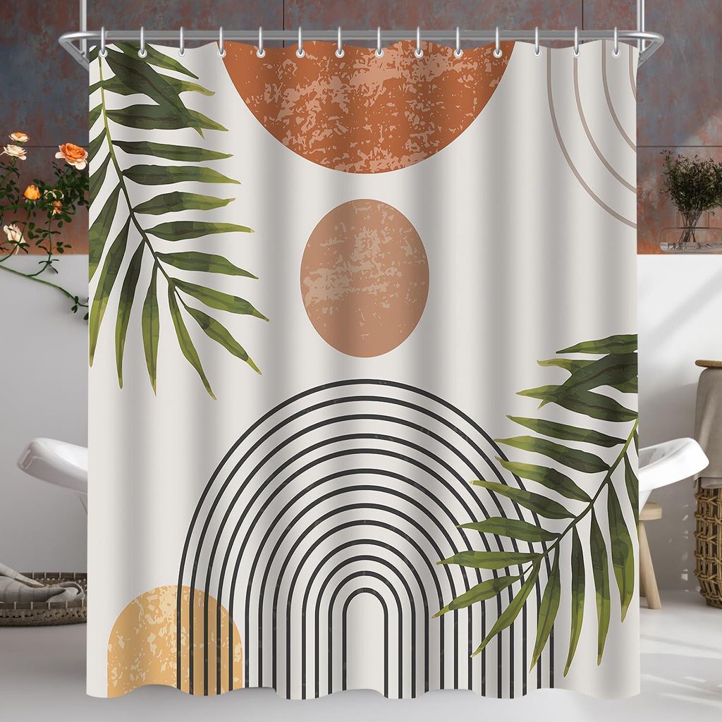 Sprchový závěs 240x200cm Vzor listů, vodoodpudivý, Obrázek produktu 