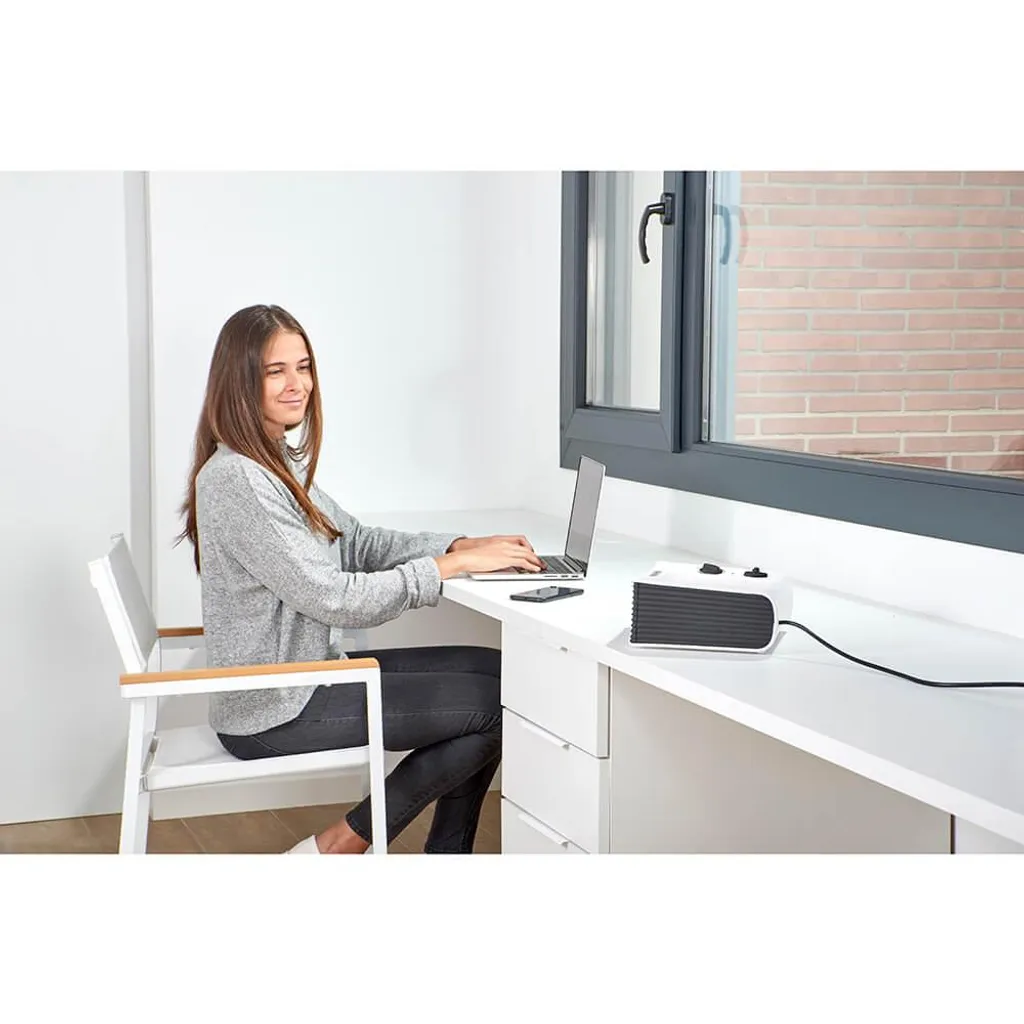 Radiateur soufflant plat 2000W blanc portable pour chauffage d'appoint