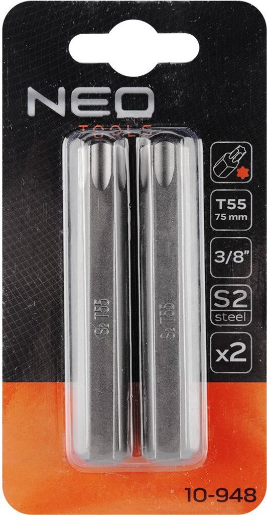 NEO TOOLS Końcówka TORX T55 x 75 mm, S2 x 2 szt. Zdjęcie produktu 