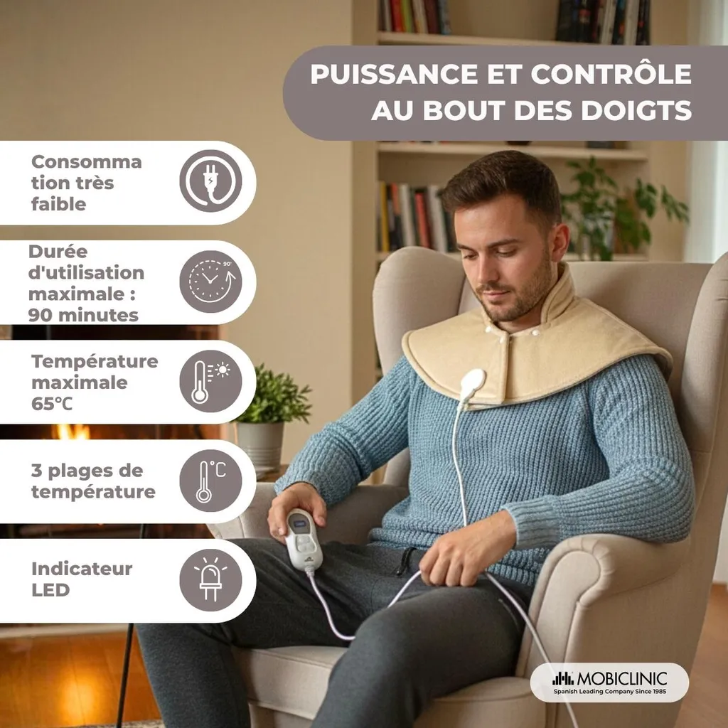 Chauffe-nuque Électrique Mobiclinic : Coussin Thermique 3 Niveaux
