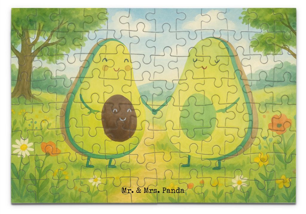 Mr. & Mrs. Panda Puzzle Avocado Pärchen Design 96 Teile - Weiß - Geschenk, 2000, 500, 1000, Legespiel, Liebe, Familie, Kinder, 300