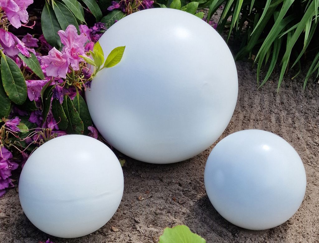 3er Set Dekorationskugel 40-20-20 cm aus Edelstahl weiß matt gebürstet Dekokugel