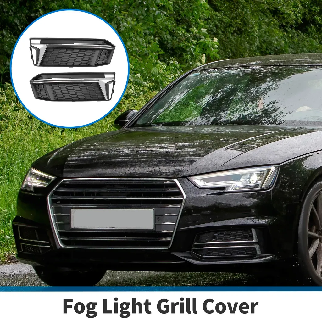Remplacez vos Grilles de Phares Cassées pour Audi A4 B9 - ABS Noir Argent