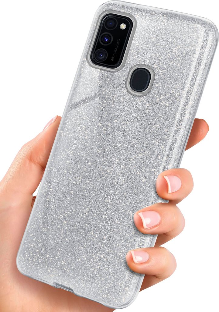 GLITTER-Case für Samsung Galaxy M30s, Farbe:Sparkle - Silver