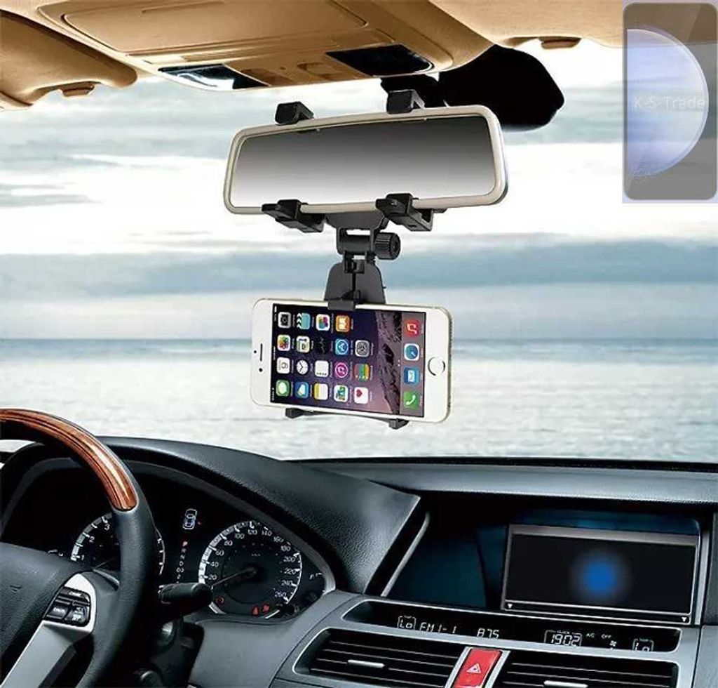 K-S-Trade Smartphone Halterung kompatibel mit Samsung Galaxy S23 FE Exynos Rückspiegel Halterung schwarz Auto Halterung KFZ Halter