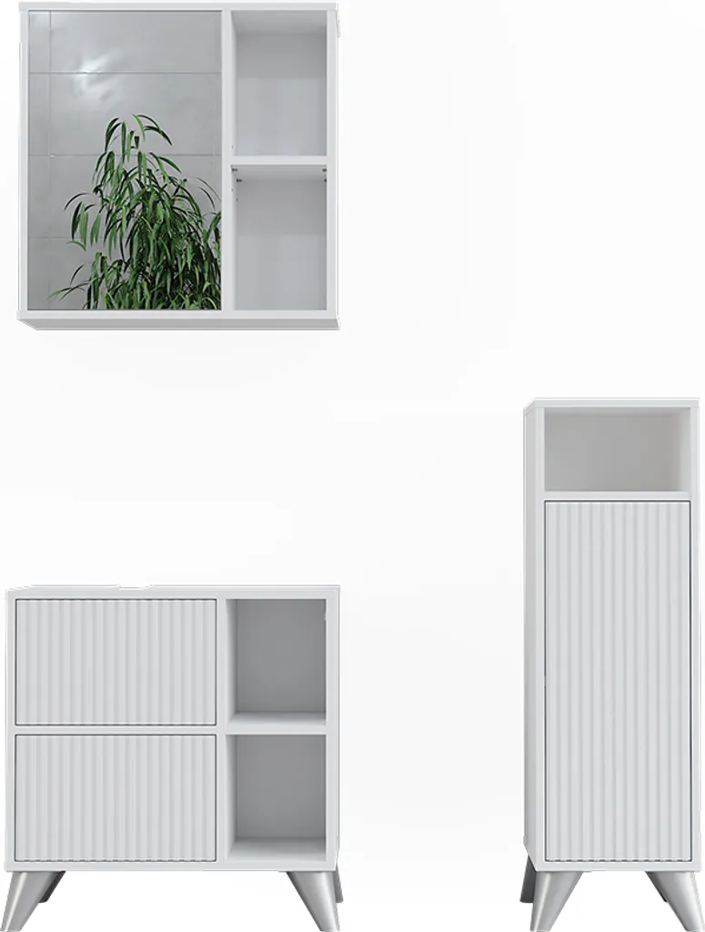 Aménager une petite salle de bain avec l'ensemble blanc Vicco Leano