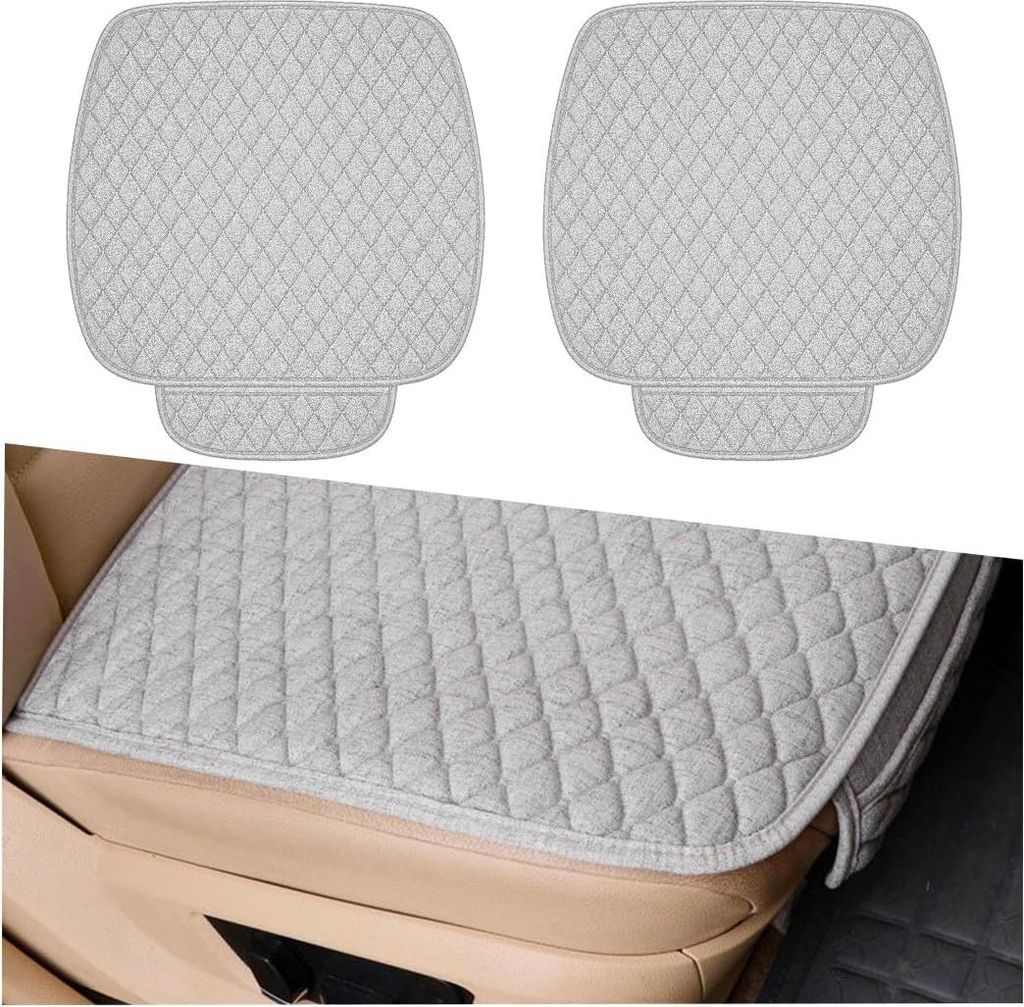 CGEAMDY 2 Stück Autositzkissen Aus Leinen, Universell Leinen Sitzauflagen, Atmungsaktiv Auto Fahrzeug Sitzschutz Vordersitzbezüge- Bequem Und