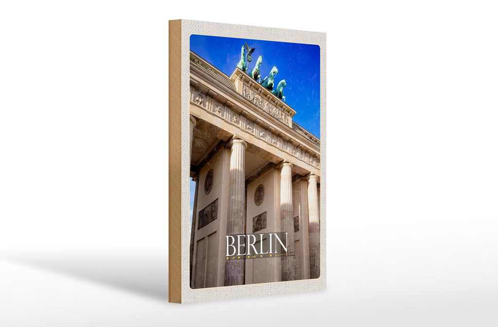 Holzschild Reise 20x30cm Berlin Deutschland Brandenburger
