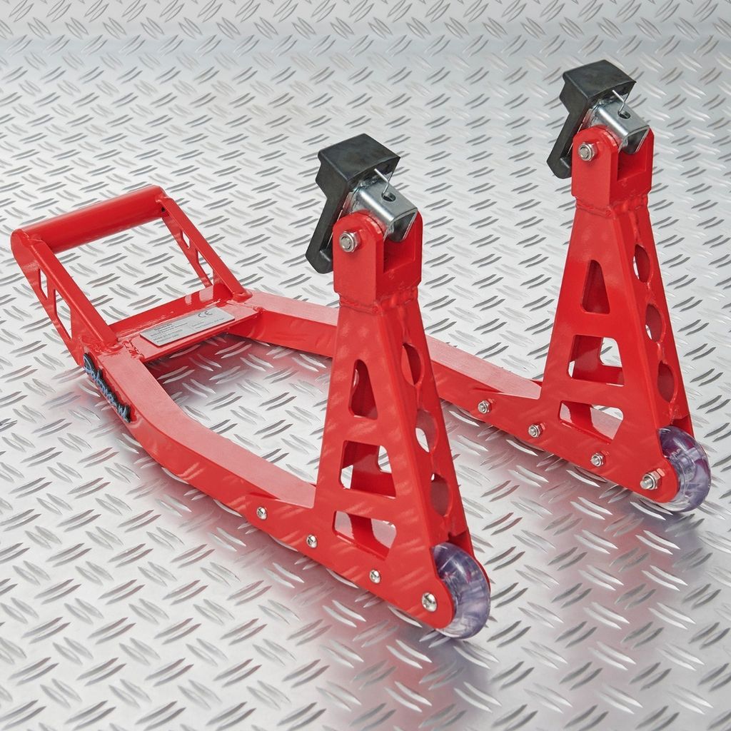 Datona - Motorrad Ständer Vorderrad Montageständer MotoGP - Leichtes Aluminium 3kg - Flache gummierte Adapter 5cm - Zwischenraum 18cm Innenmaß 1...