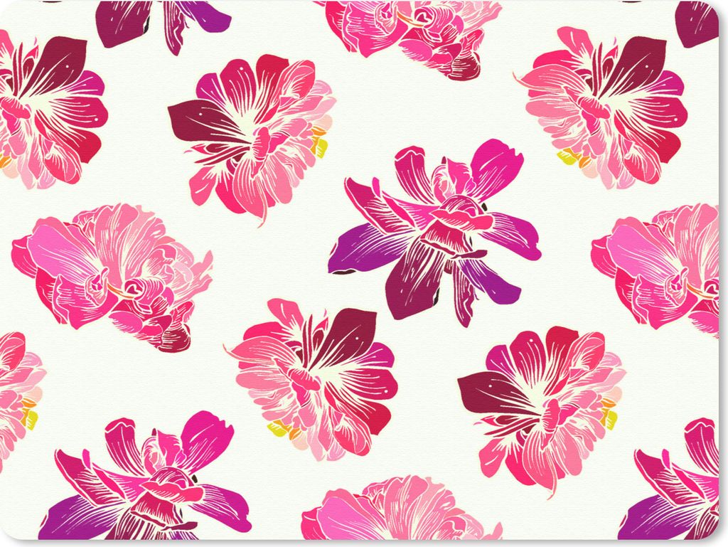 MuchoWow Mauspad Mousepad Blumen - Rosa - Muster 40x30 cm - Mousepads - Maus Mat - Pad - Mausunterlage - Anti Rutsch