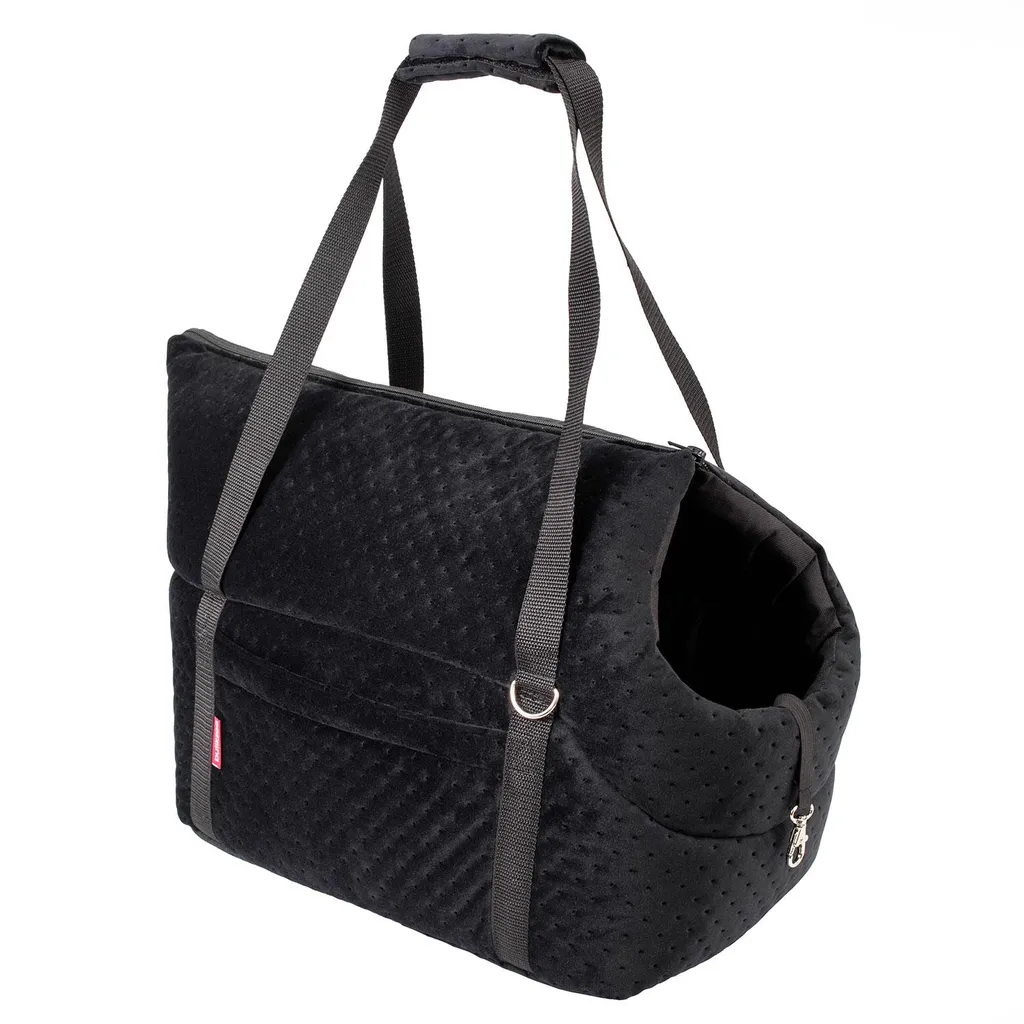 Borsa Trasporto Cani e Gatti 10kg - Tracolla Velluto Nero M 38x28x28cm