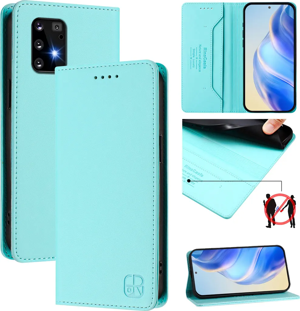 Custodia in pelle per Samsung Galaxy S10 Lite, flip case con slot per carte, portafoglio e supporto Turchese