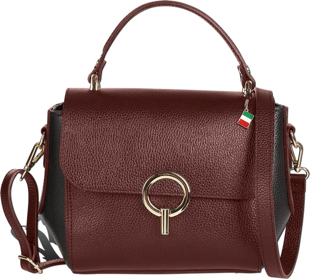 Sac à main femme cuir Florence rouge et noir pour le travail et soirées