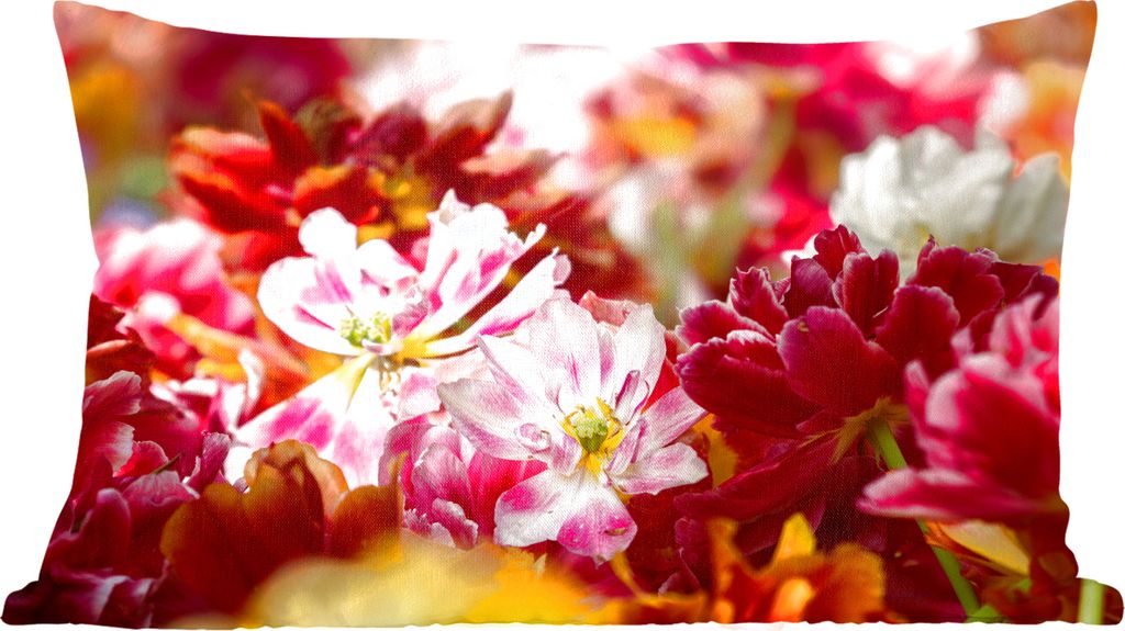 MuchoWow Zierkissen Sofakissen Wohnzimmer Dekokissen 50x30 cm Mehrfarbige Tulpen - Wohnzimmerdekoration - Polster mit Photo