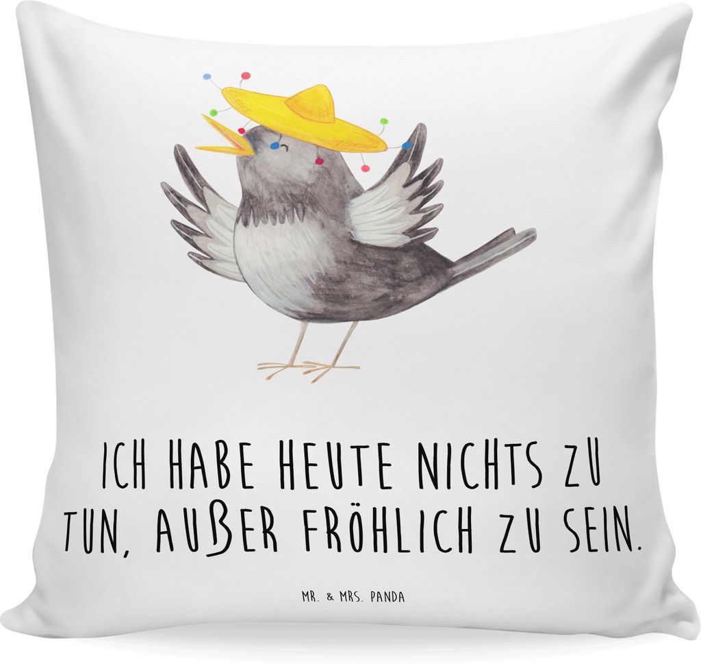 Mr. & Mrs. Panda 40x40 Kissen Rabe Sombrero - Weiß - Produktbild 