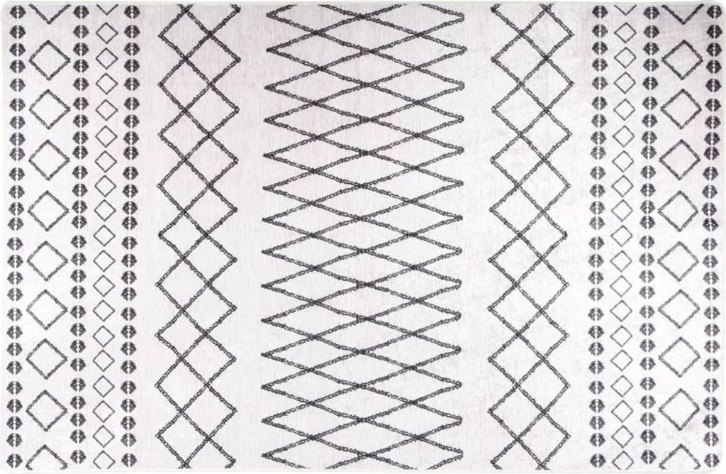 Teppich Waschbar Schwarz und Weiß 160x230 cm