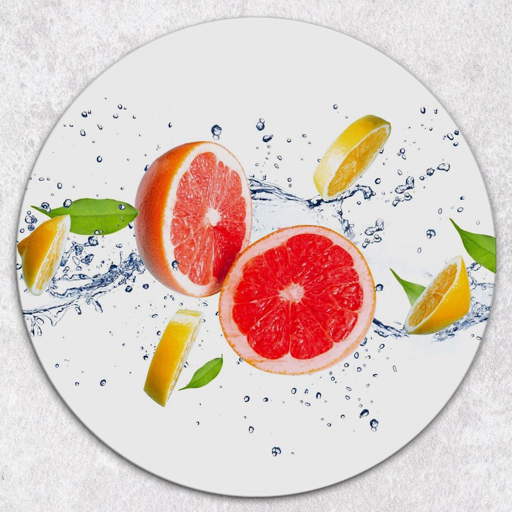 Glas-Herdabdeckplatten Glaskeramikkochfeld-Abdeckung Spritzschutz Glas Runden Schneidebrett fi40 cm - Obst Splash