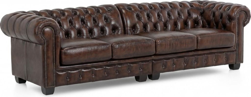 Sofa Chesterfield 4-Sitzer Echtleder braun