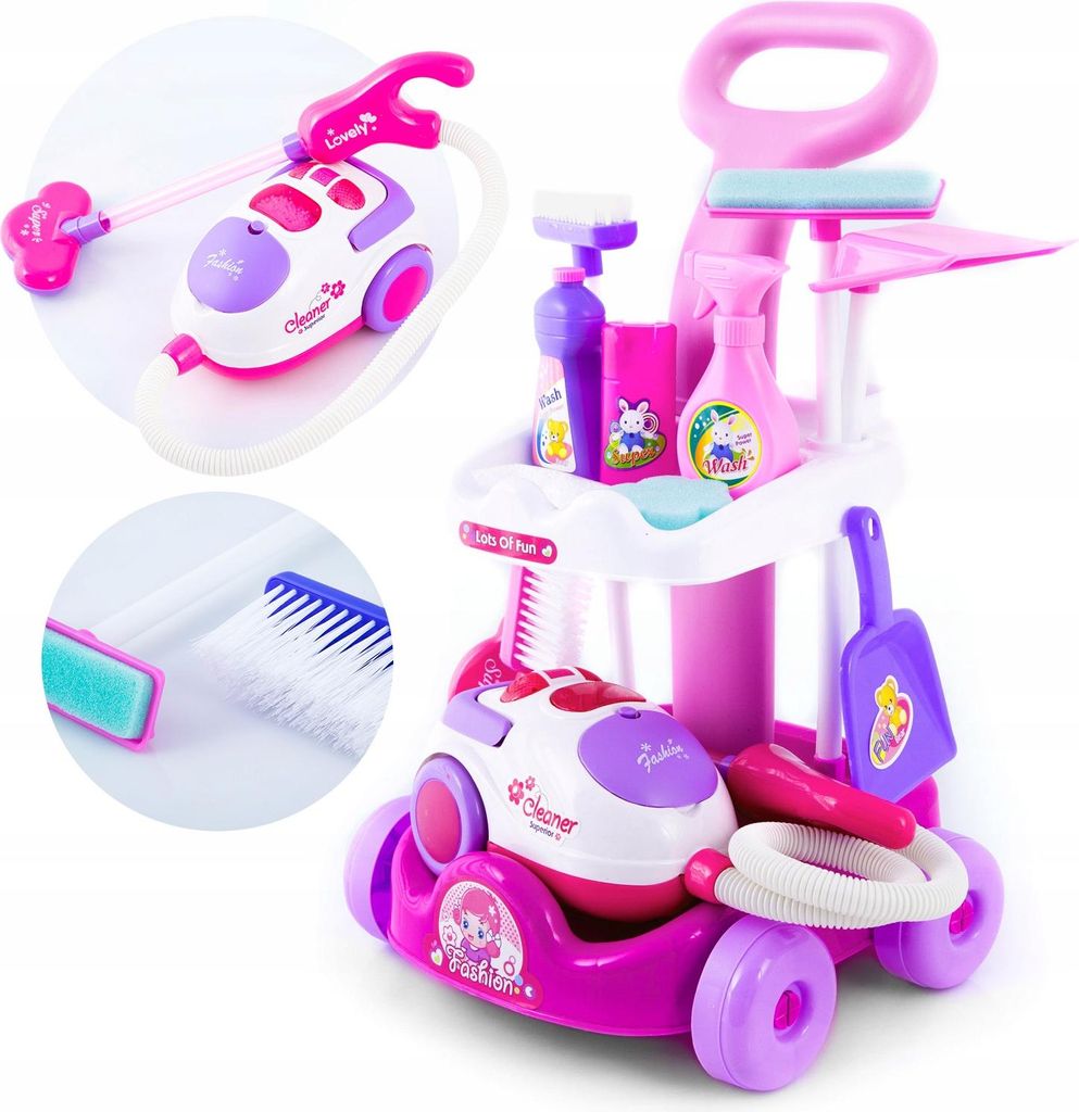 Kinder Reinigungsset Mit Spielzeug-Staubsauger – Funktionaler Putz-Sauger Mit Licht & Musik, 3 Austauschbare Düsen, Fördert Haushaltshilfe & Motorik, Für Kinder Ab 3 Jahren, Interaktives Eltern-Kind-Spielzeug, Geschenk