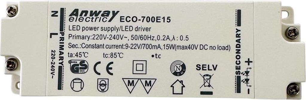 Anway LED-transformator, elektronische voorschakelunit, Productafbeelding 
