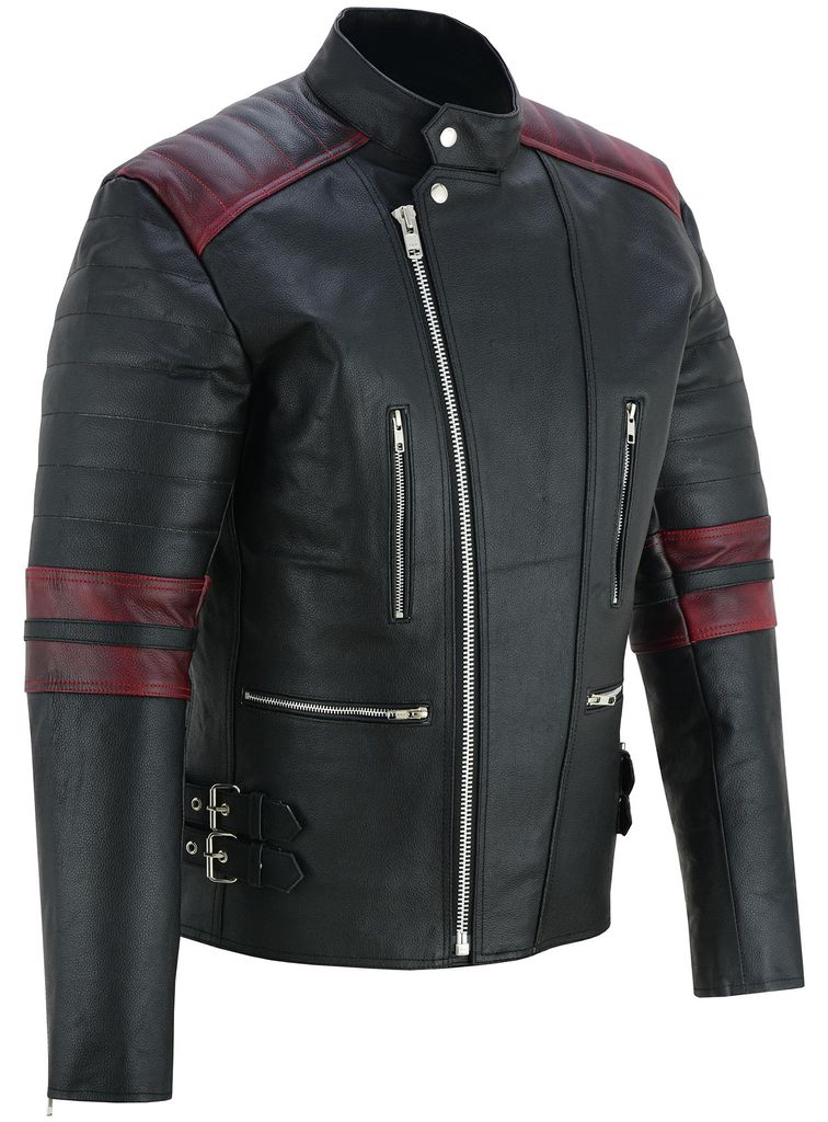 Motorradjacke Retro Vintag Oldschool Lederjacke, Produktbild 
