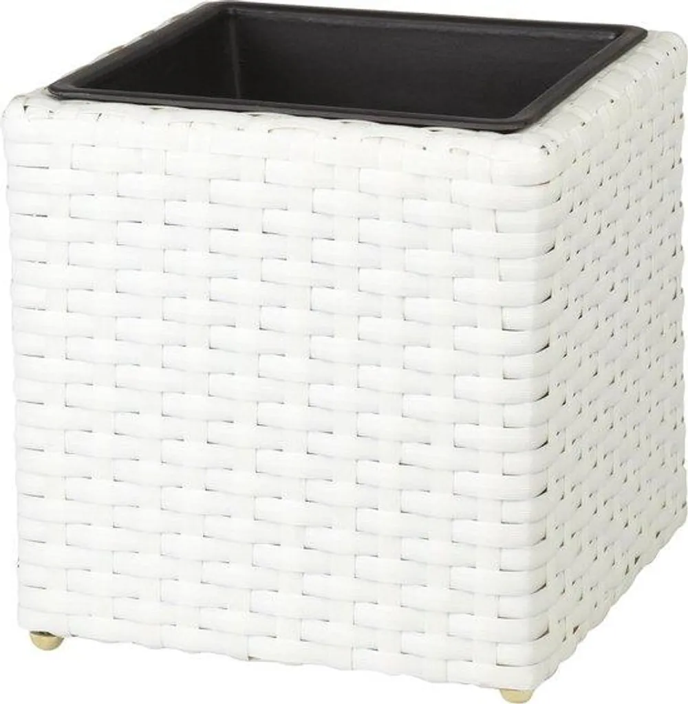 Bac à plantes intérieur et terrasse pot de fleurs blanc 28 cm étanche cube