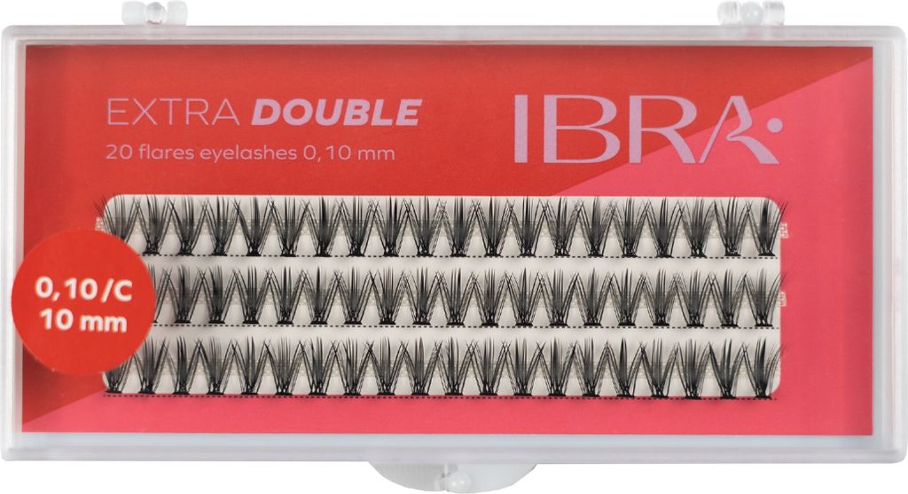 IBRA EXTRA DOUBLE Wimpern, Schwung C-0,10 - 10 mm, 1 Packung