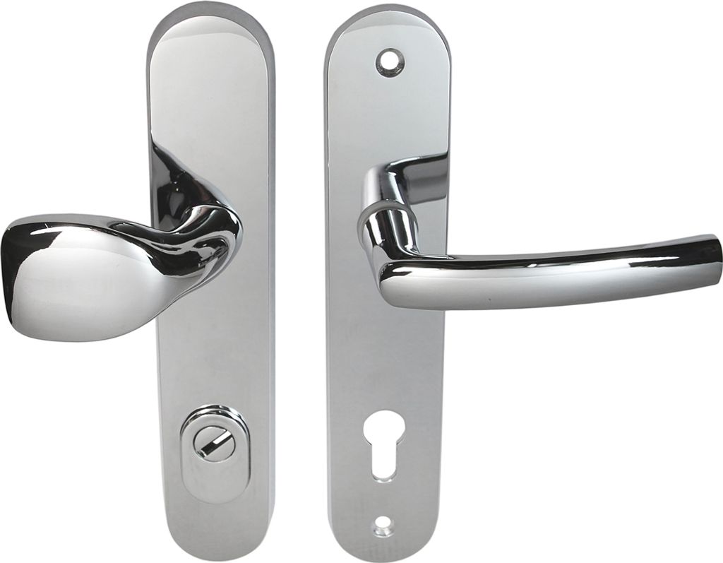 Haustür Schutzbeschlag Security 303 Chrom HS-92 mm mit ZA Türdrücker