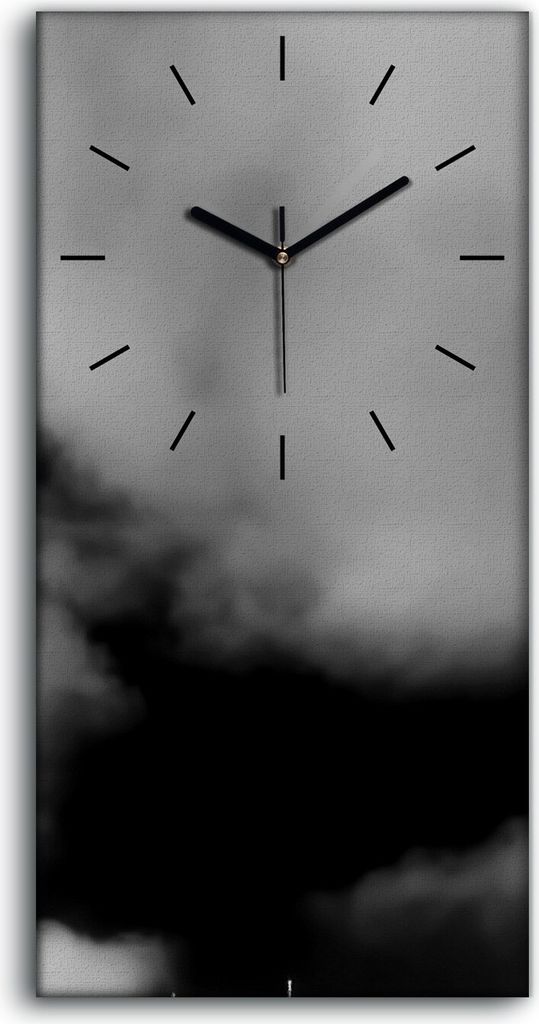 Wanduhr Bürouhr Leinwand Bild 30x60 Gemälde Stadt Straße London Rote Busse Kunst - schwarze Hände
