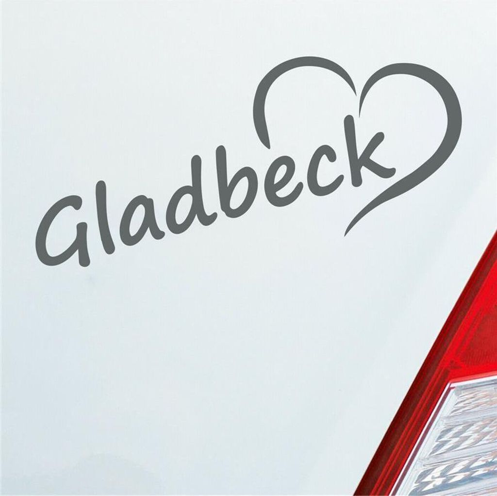 Auto Aufkleber Gladbeck Herz Stadt City Liebe Love 19,5x8 cm Grau Sticker Heckscheibenaufkleber