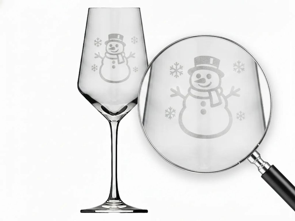 1x Weinglas mit Gravur Schneemann 350ml spülmaschinenfest Produktbild 