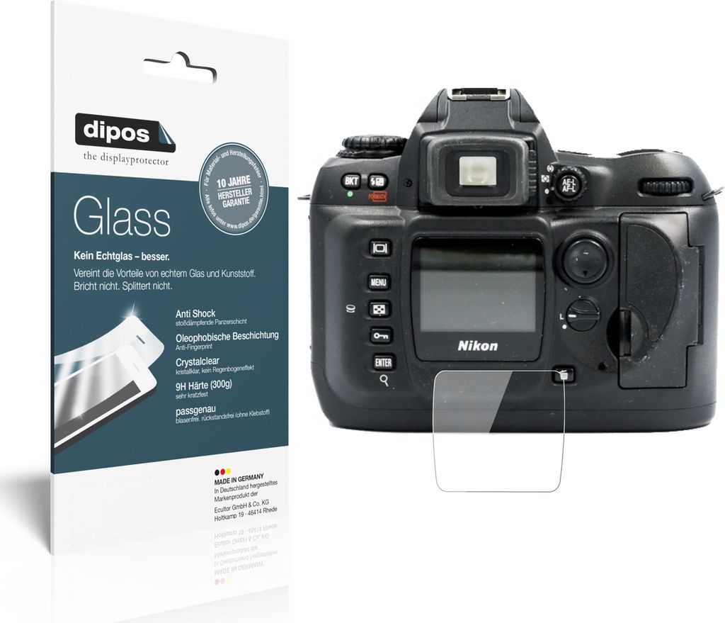 2x Schutzfolie für Nikon D100 - Anti-Shock 9H Folie dipos Glass Kunststoffglas