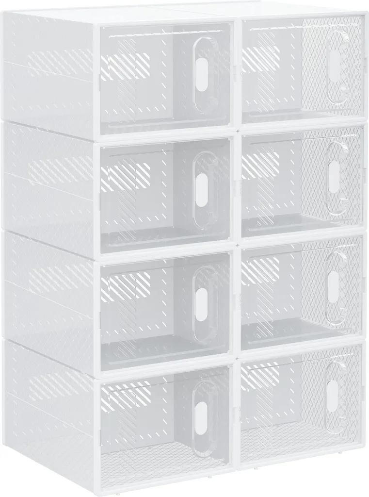 Boîte à chaussures empilable avec porte transparente - Set de 8 pièces
