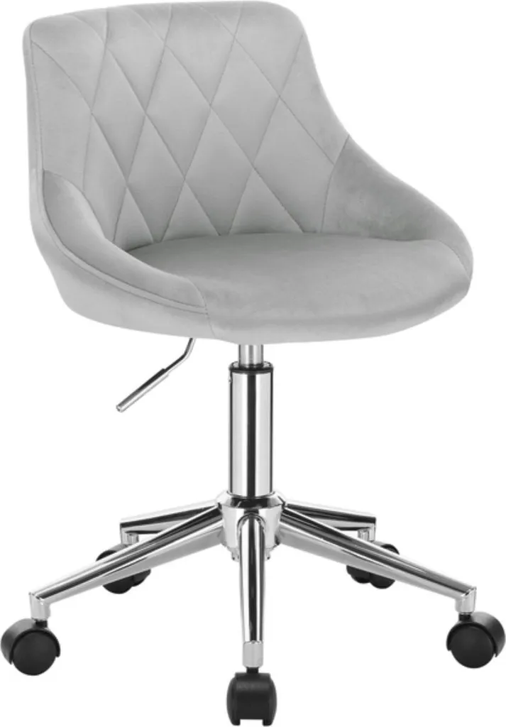 Chaise de bureau Happyment Deluxe Gris - Fauteuil ergonomique en velours
