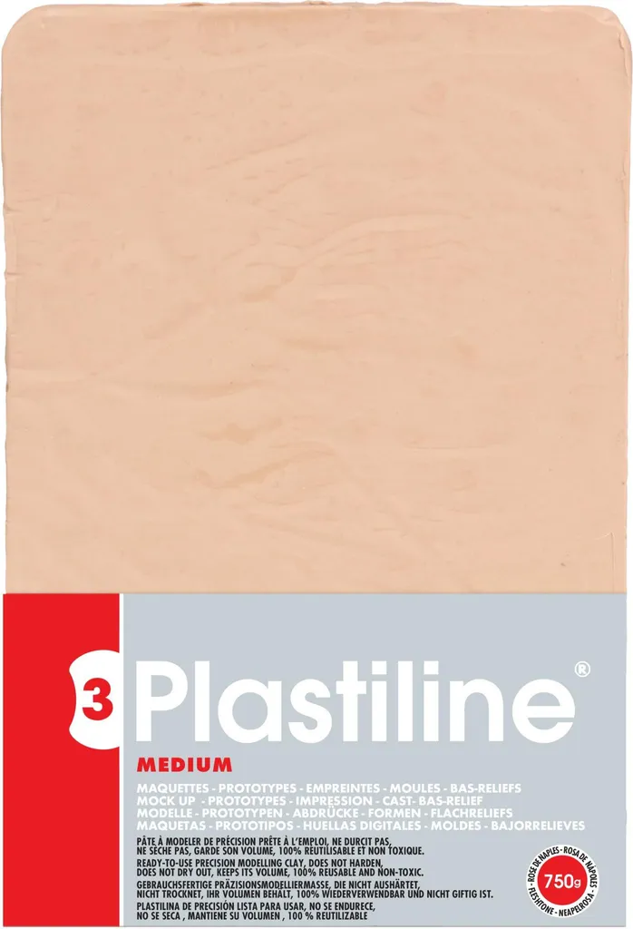 Pâte à modeler Rose 7255T Bloc 750g Grade 3 - Ne sèche jamais au modelage