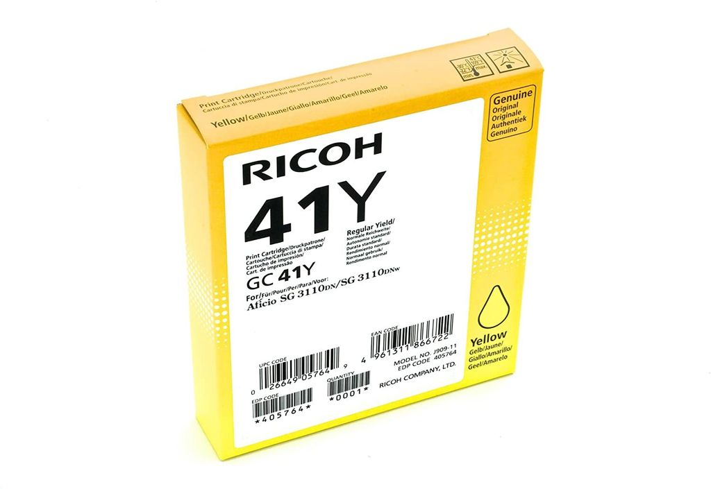 Ricoh 405764 Tlačová kazeta 1 ks Originálna štandardná žltá Obrázok produktu 
