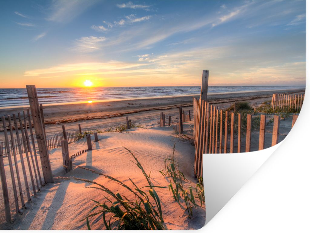 MuchoWow Wandtattoo Wandsticker Wandaufkleber Strand - Meer - Düne - Sonnenuntergang - Landschaft 160x120 cm Selbstklebend und Repositionierbar ...