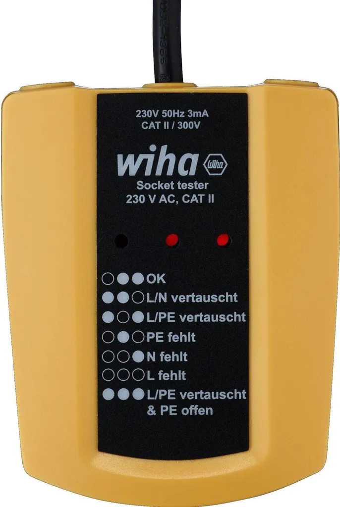 Testeur Wiha CAT II 230V avec indicateur LED pour contrôle de phase