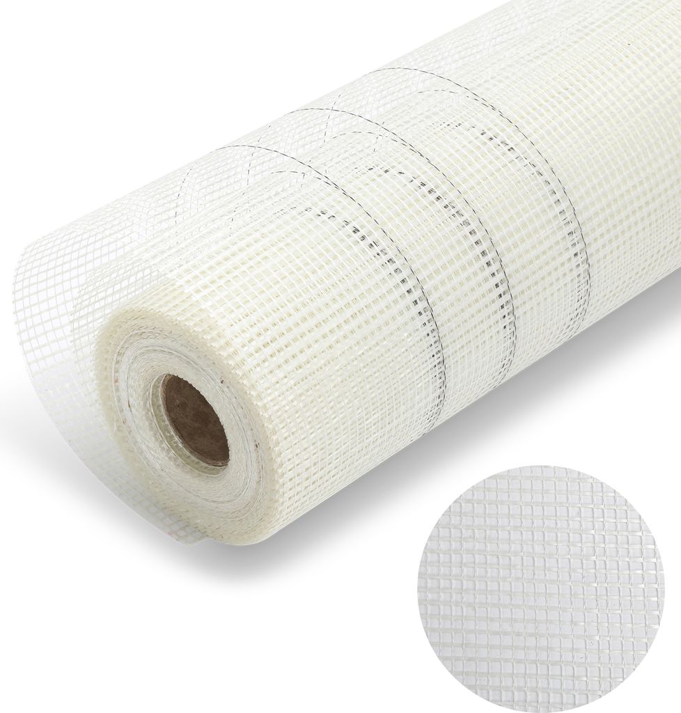 Bettizia 1 Rolle Armierungsgewebe 160g/m² 4x4mm Putzgewebe Glasfasergewebe Gewebe Weiß 50m²