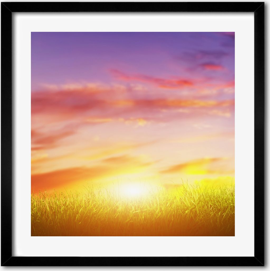 Bild - 50 cm x 50 cm - MDF - Rahmen, Wandkunst - Sonnenuntergang