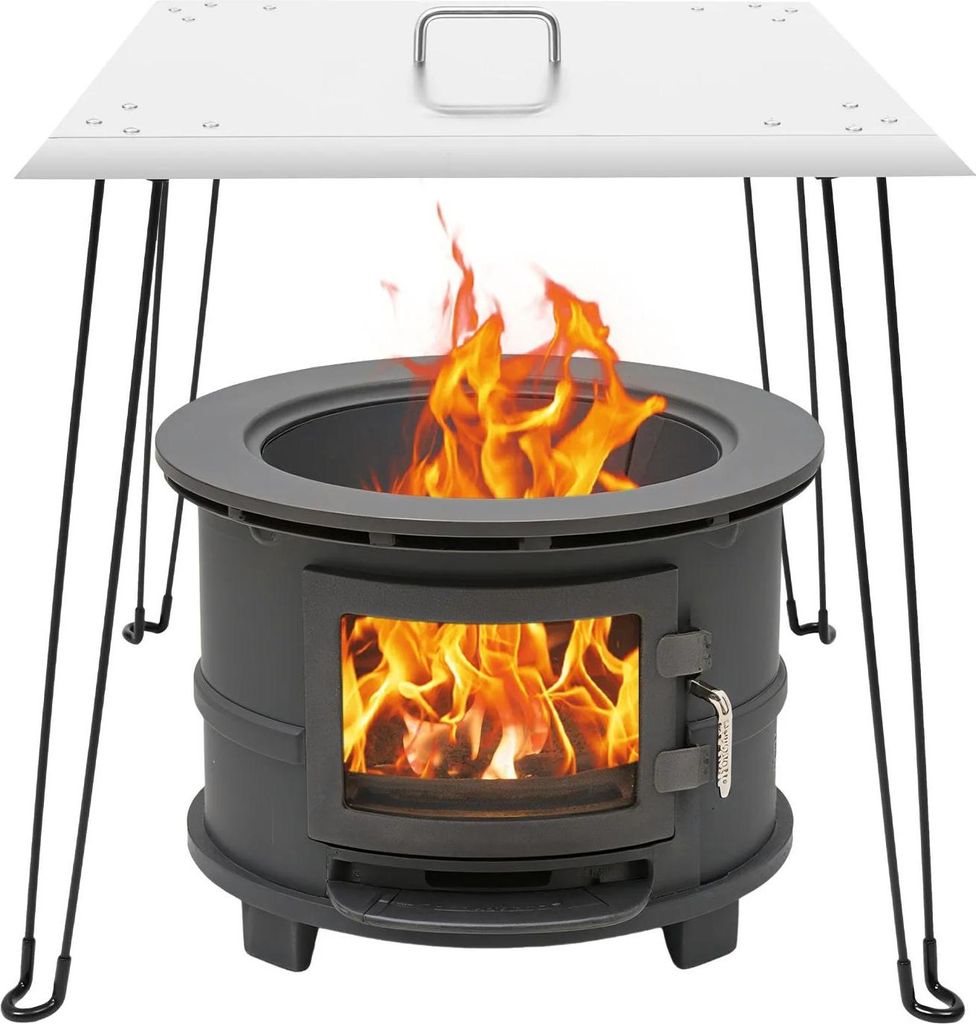 Feuerstellen-Deckel - Quadratische Brennerabdeckung für Drop-in-Brennwanne - 60 x 60 cm - Metall - Hellgrau