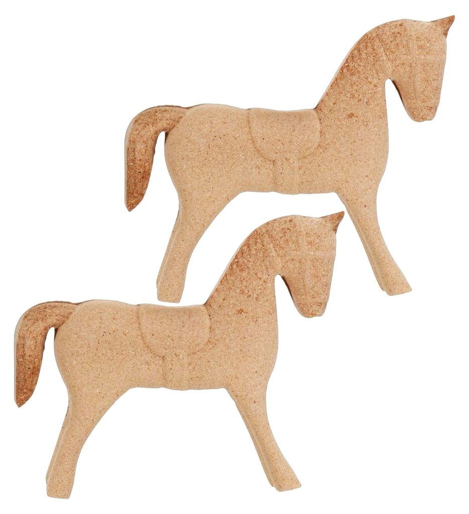 2 Stück Bemalbare Holzpferde Figuren Klein aus Unbehandeltem Holz für Tisch- und Regaldekoration
