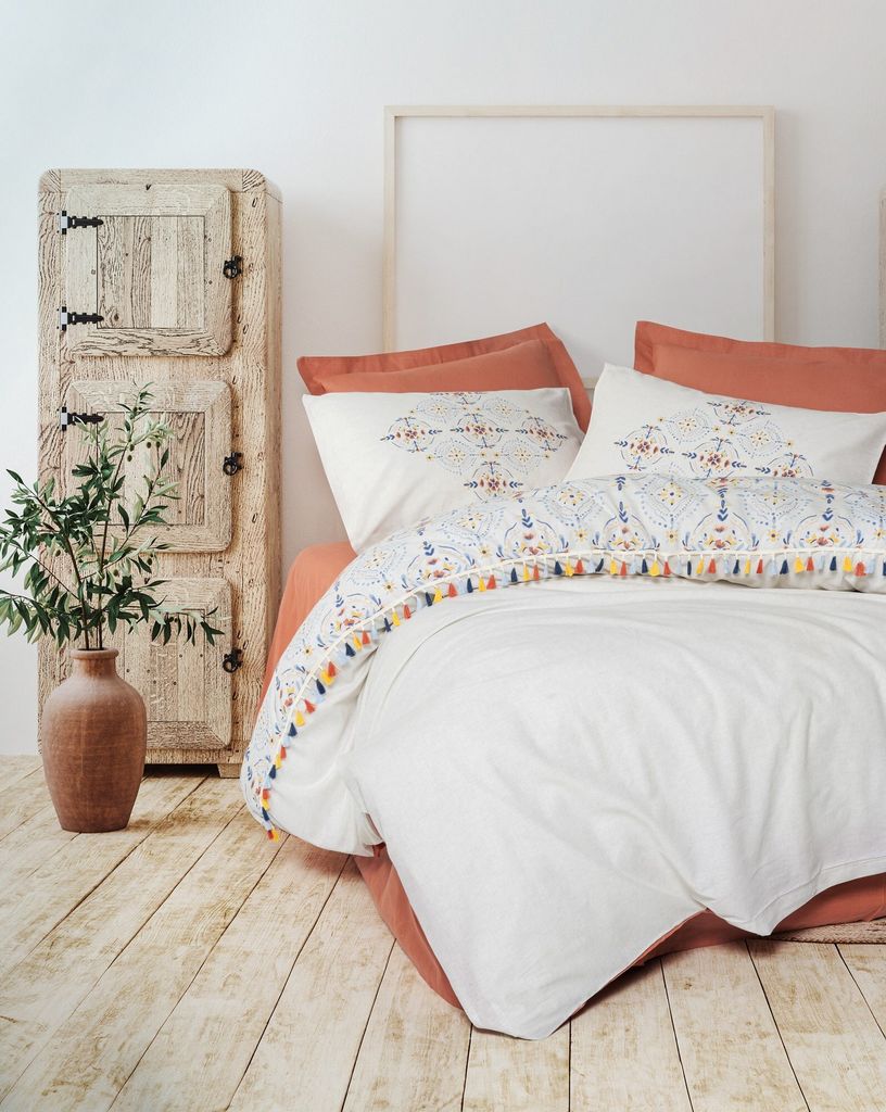L'Essentiel Linge de Maison, Ranforce Doppel-Bettbezug-Set, Milis - Tile Red, 100 % BAUMWOLLE RANFORCE, Fliese, 200 x 220 cm