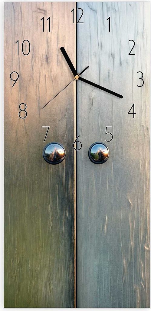 Wanduhr aus Glas mit Motiv Metallene Paneele- 30 x 60 cm - inkl. Aufhängesystem