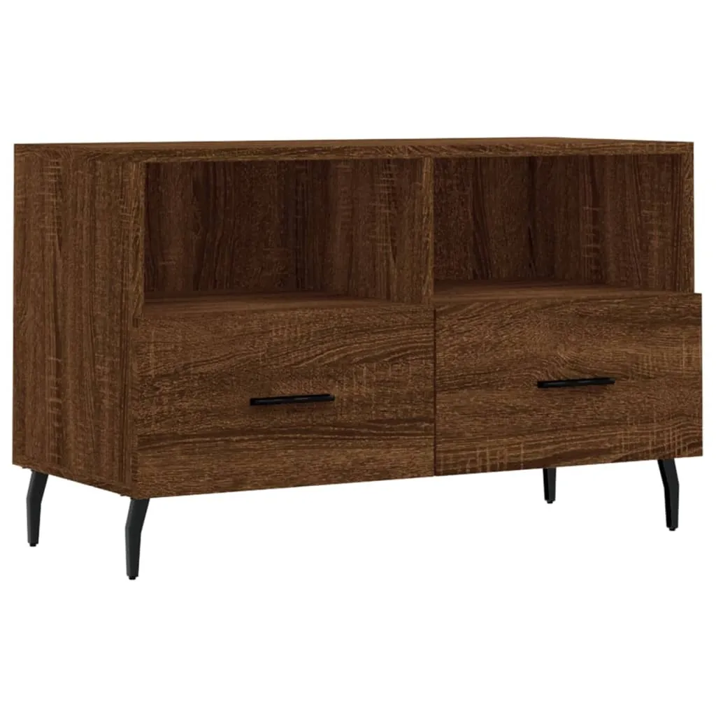Mobile TV di alta qualità, aspetto rovere marrone 80x36x50 cm materiale a base di legno, tavolo TV DE49159