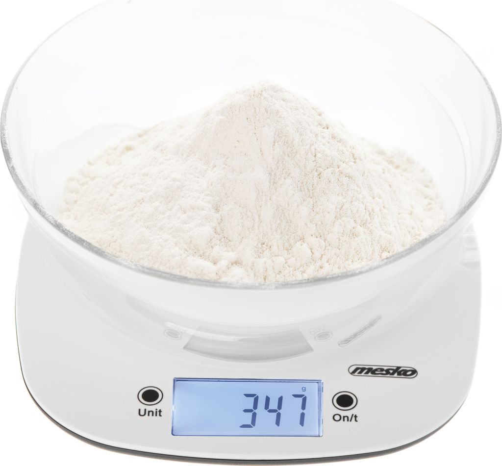 Adler Küchenwaage mit Schüssel | MS 3179w | 1 g Skala | LCD-Anzeigetyp | Weiß