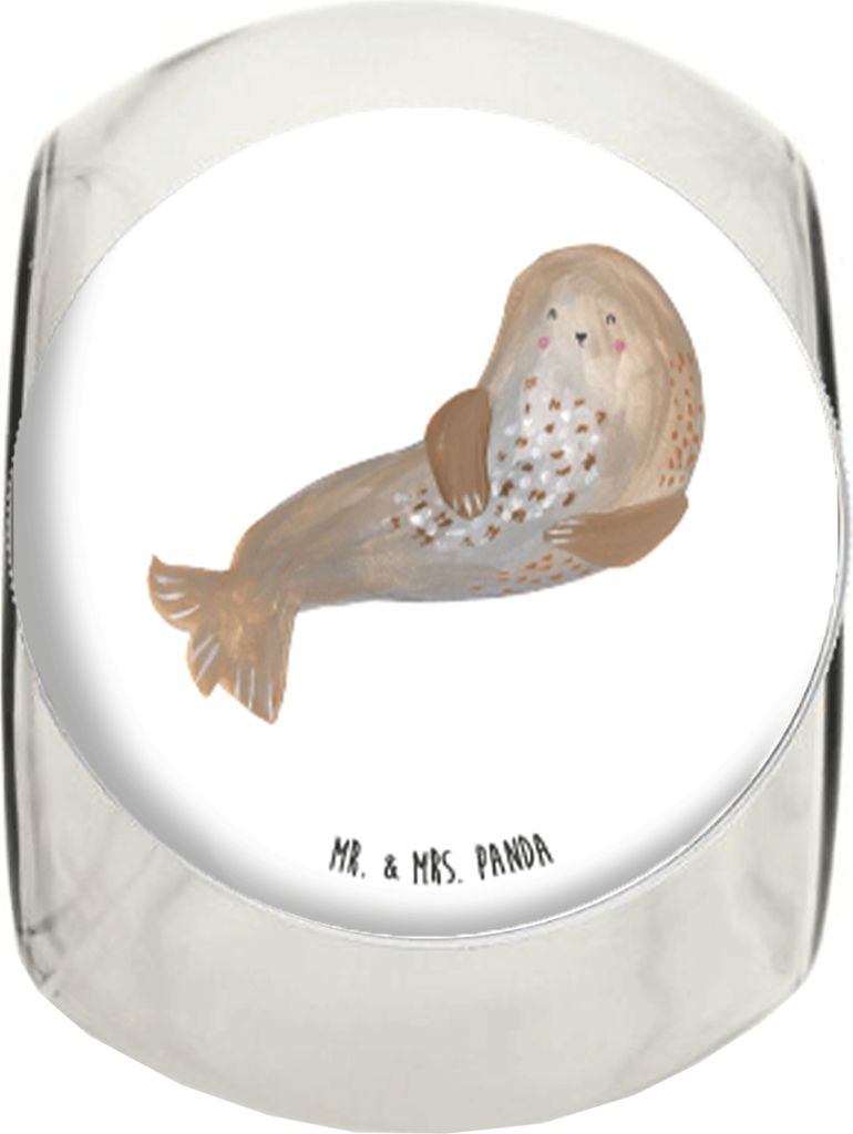 Mr. & Mrs. Panda Kaffeedose Robbe Lachen XL 2000ml - Weiß - Geschenk, Dekoglas, Robben, Ostsee, Meerestier, Nordsee, Süßigkeiten Glas, Strand, T...