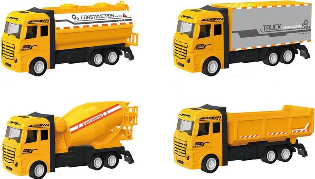 Gelber Spielzeug-Lkw mit Pullback-Funktion, 13 x 6 x 4 cm, für Kinder ab 3 Jahren