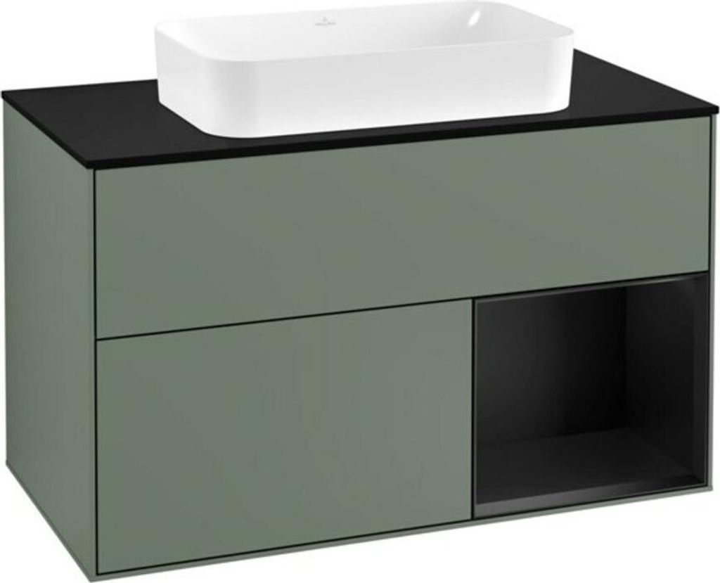 V&B Waschtischunterschrank Abdeckplatte bla m Finion 100x60,3cm, Reg re bla m Lac, Oli. m Lac